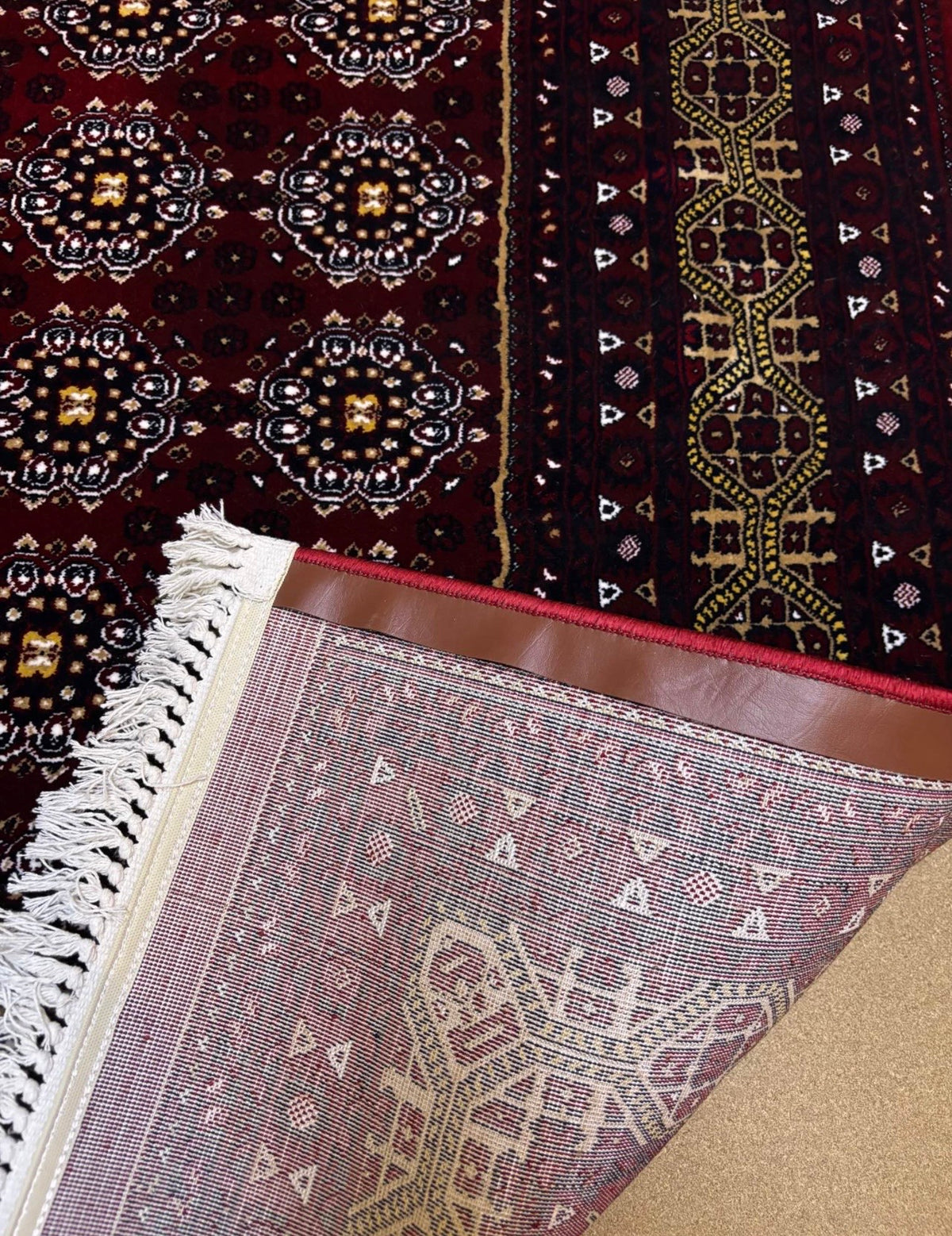 red Afghan floor rug